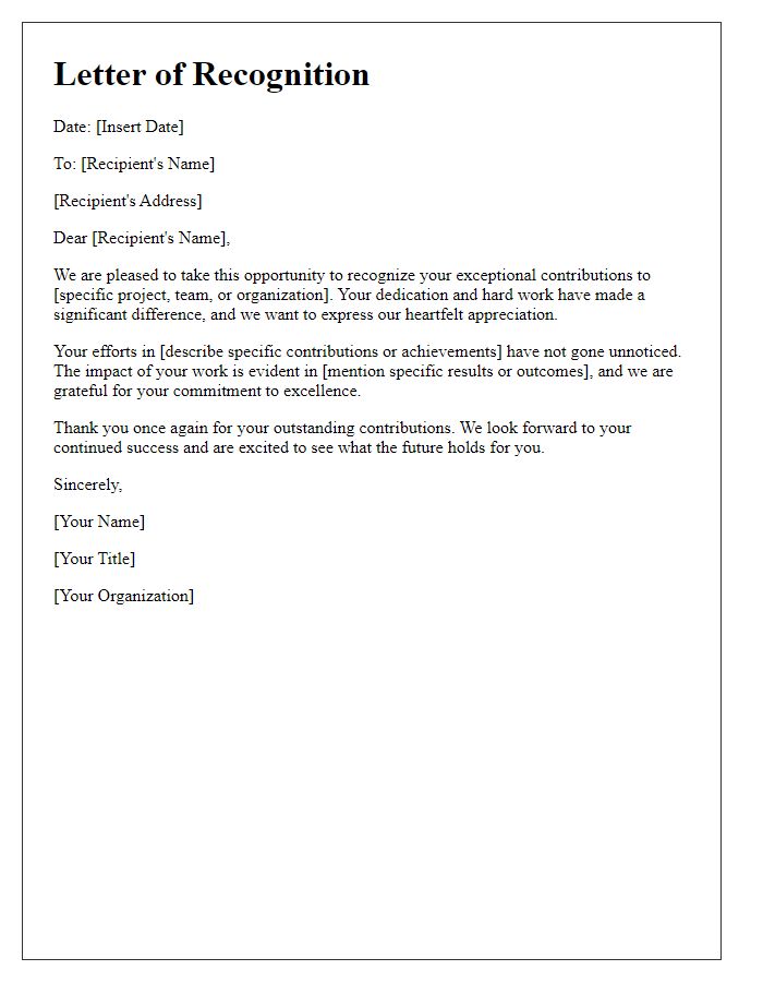 Letter template of recognition for individual contributions