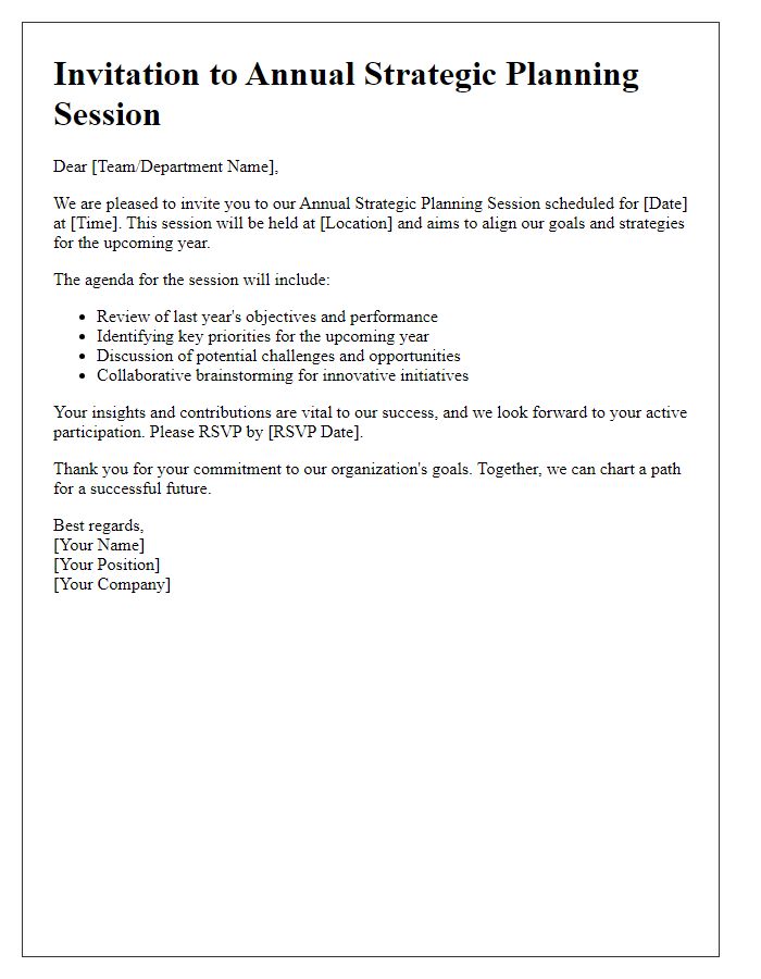 Letter template of annual strategic planning session