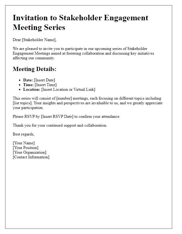 Letter template of stakeholder engagement meeting series