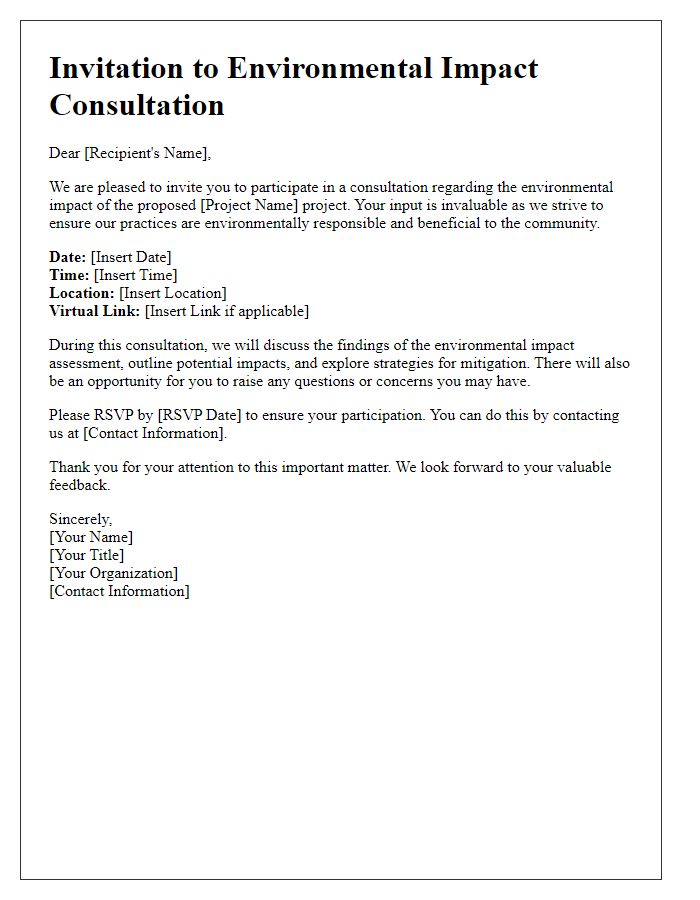 Letter template of environmental impact consultation invitation