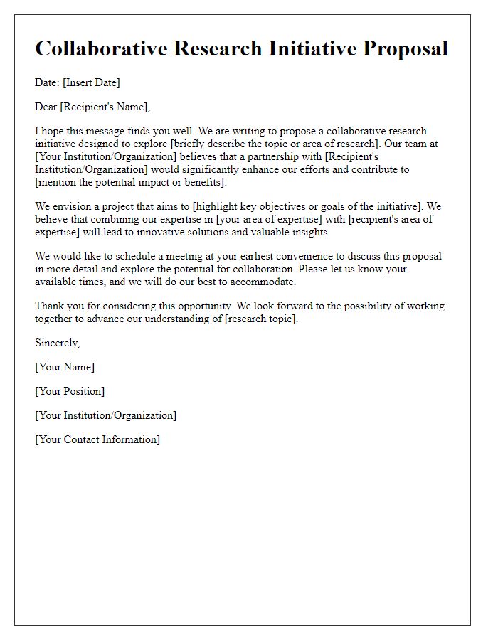 Letter template of collaborative research initiative