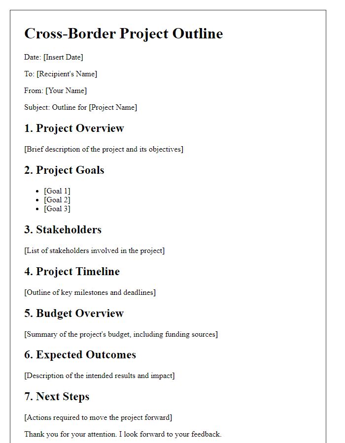 Letter template of cross-border project outline