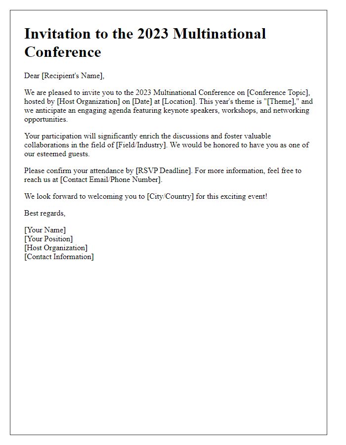 Letter template of multinational conference invitation