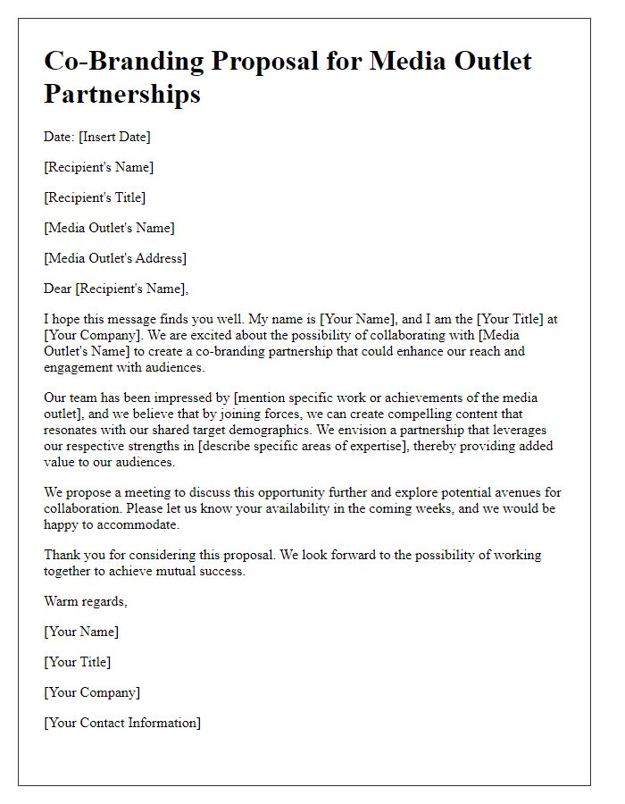 Letter template of co-branding proposal for media outlet partnerships