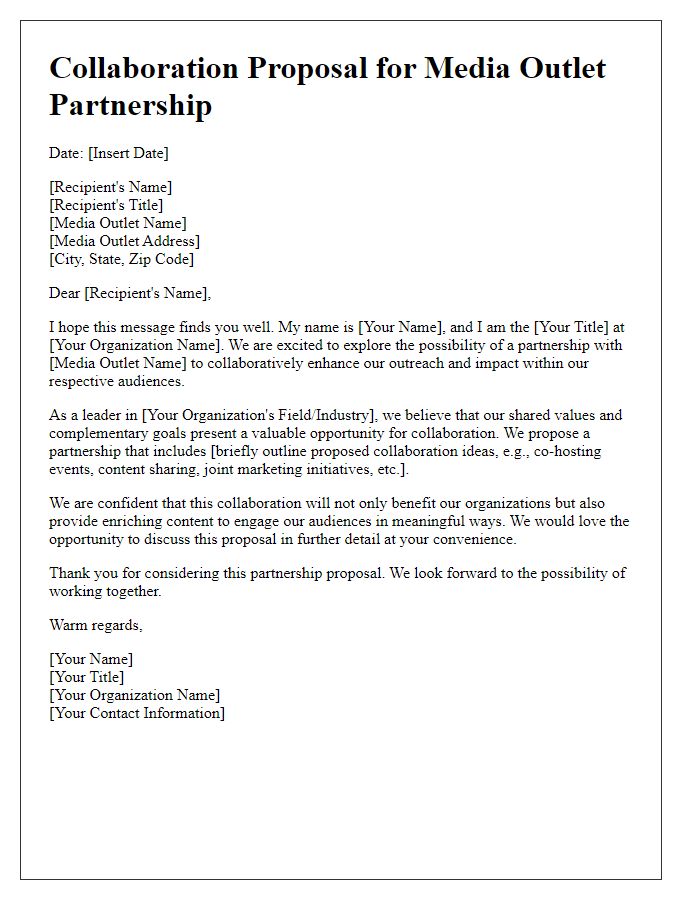 Letter template of collaboration proposal for media outlet partnerships