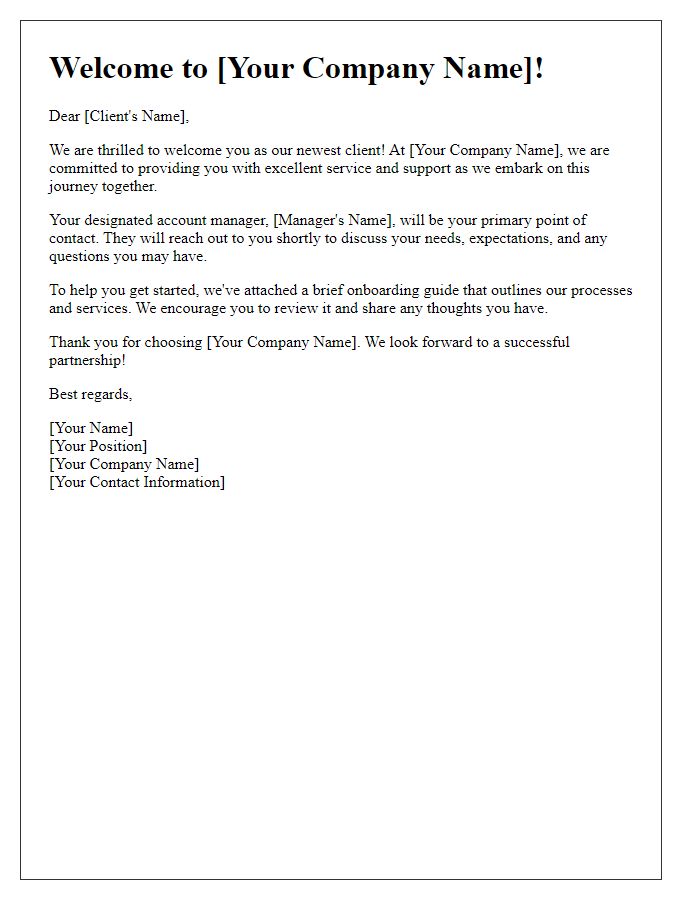 Letter template of new client onboarding introduction
