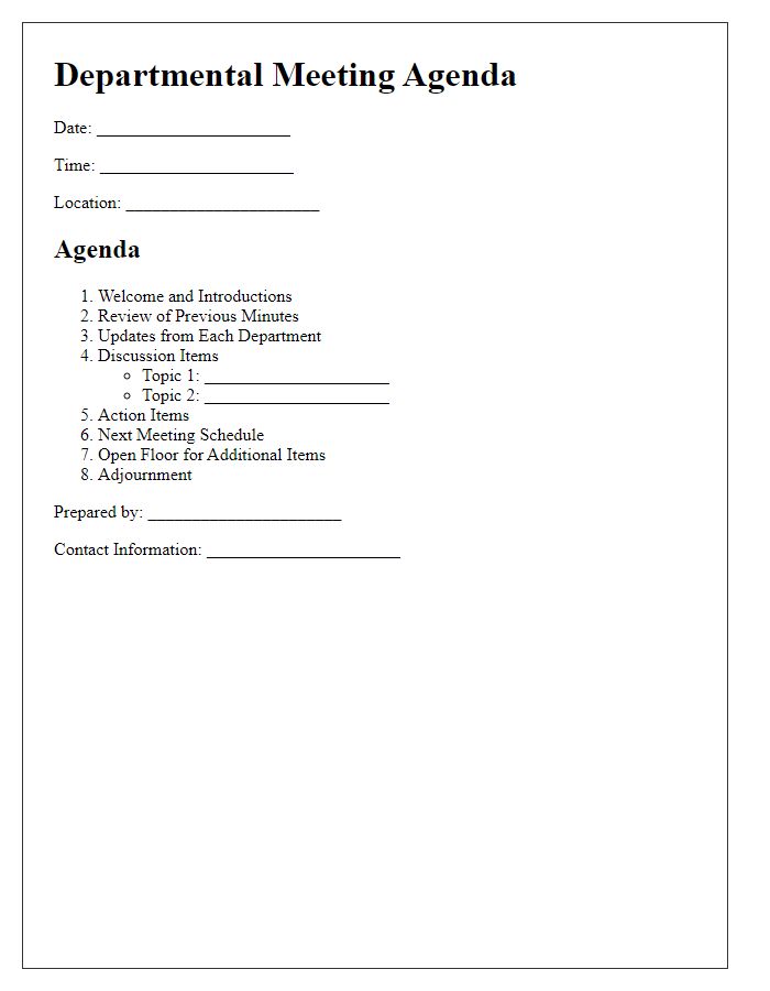 Letter template of departmental meeting agenda outline