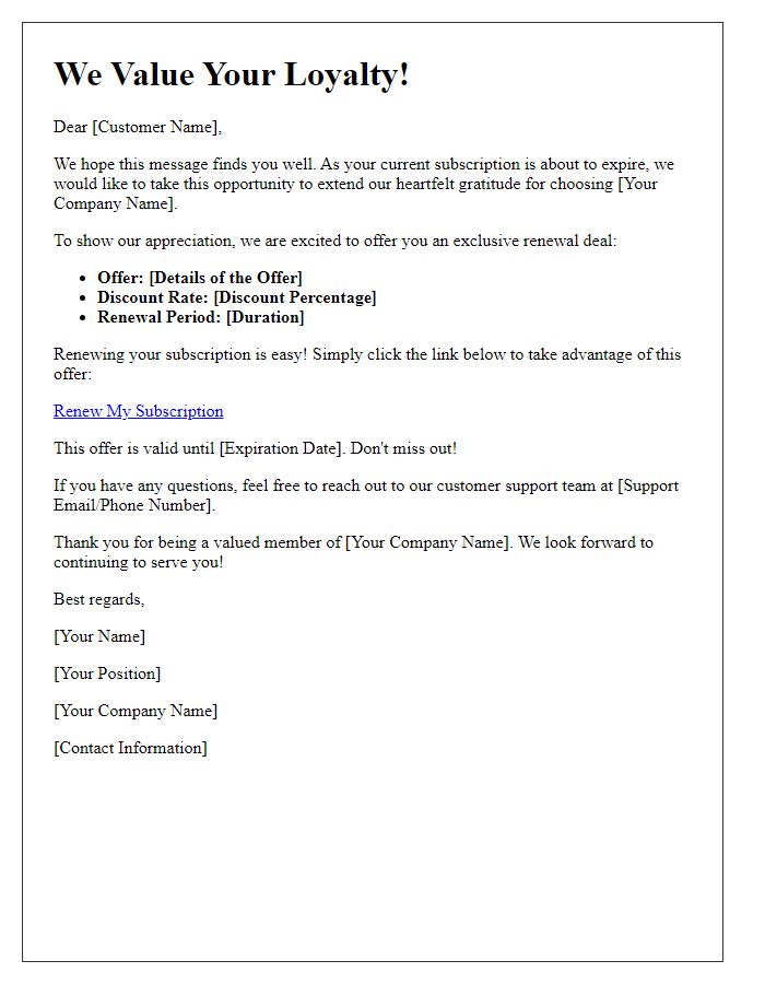 Letter template of customer renewal offer