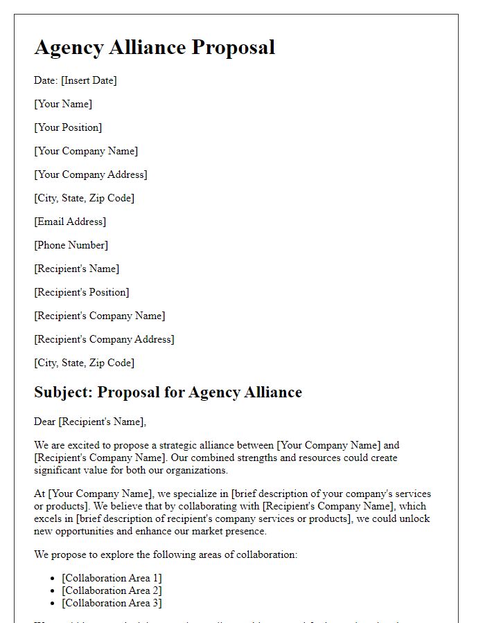 Letter template of agency alliance proposal