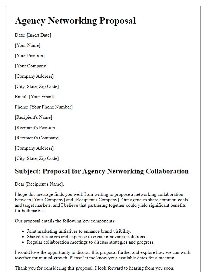 Letter template of agency networking proposal