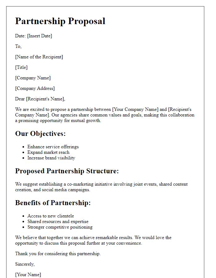 Letter template of agency partnership proposal