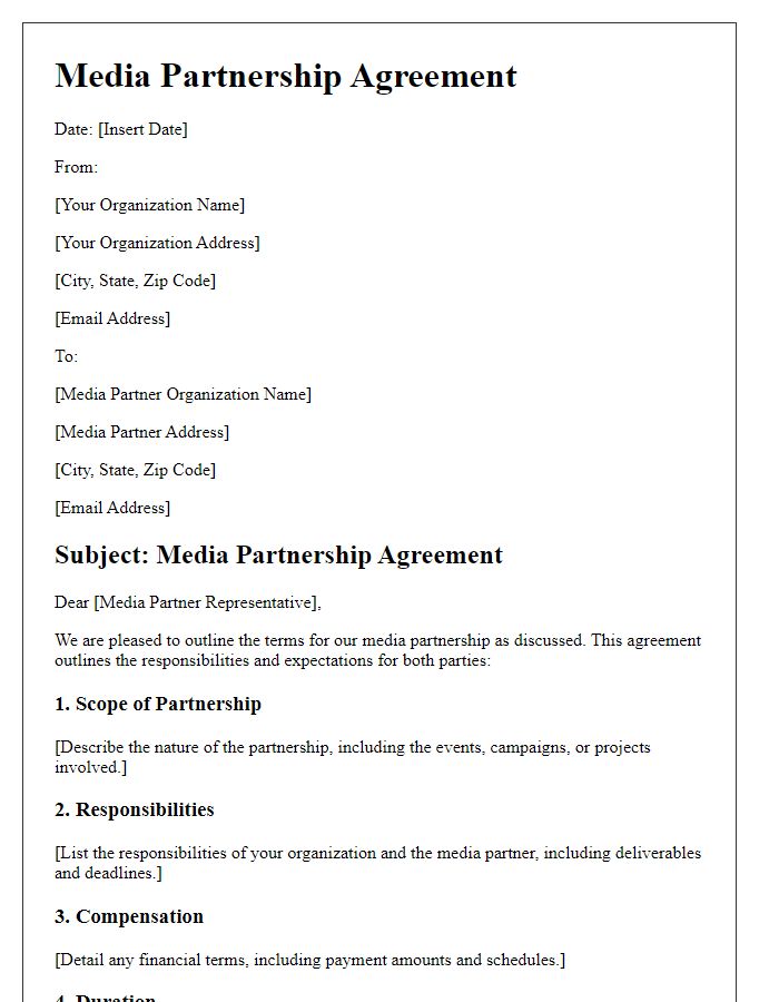 Letter template of agreement for media partnership terms