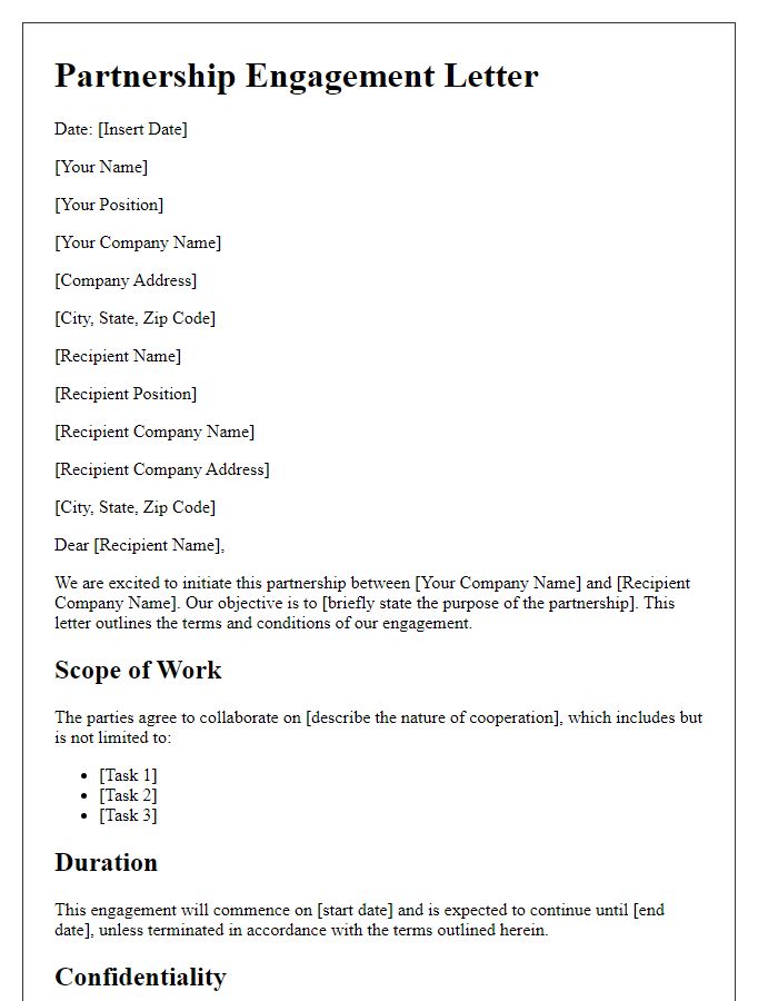 Letter template of foreign partnership engagement