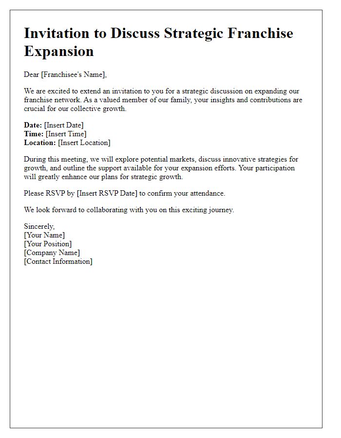 Letter template of Strategic Franchise Expansion Invitation