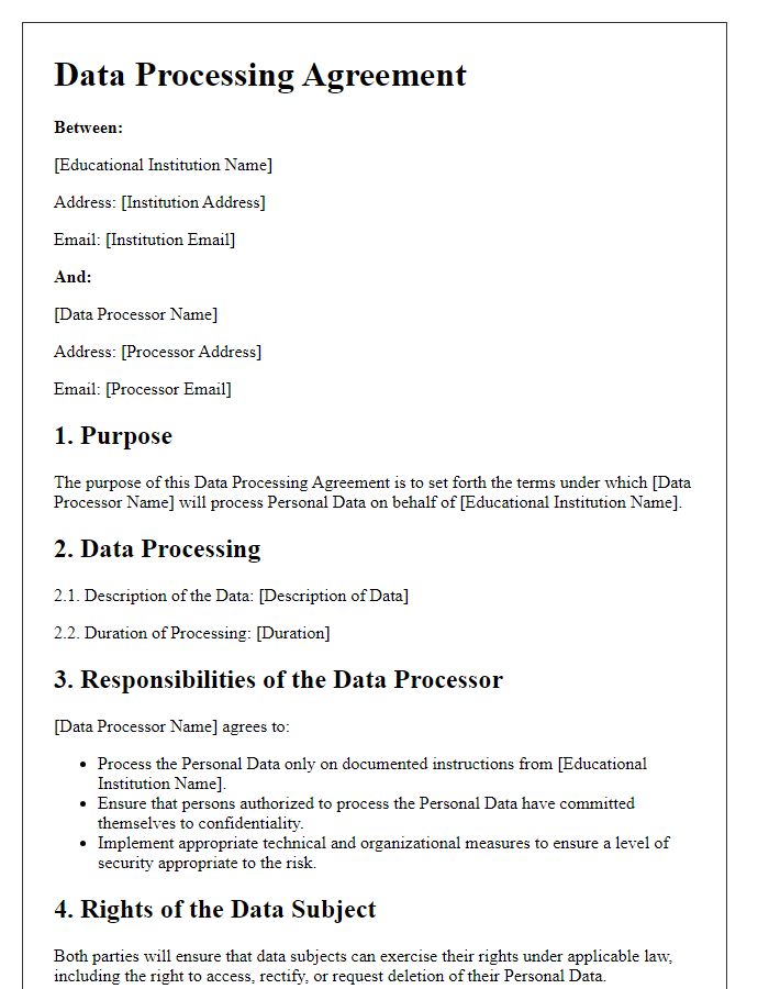 Letter template of Data Processing Agreement for Educational Institutions