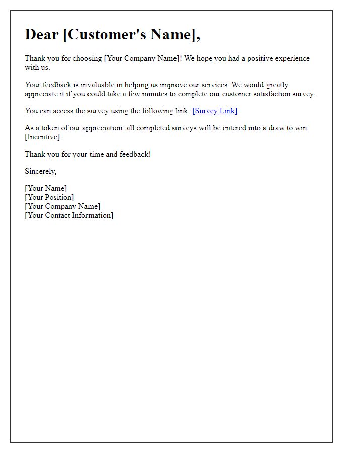 Letter template of customer satisfaction survey request