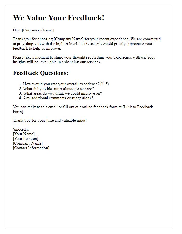 Letter template of feedback collection for service improvement