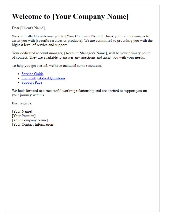Letter template of Client Welcome Introduction