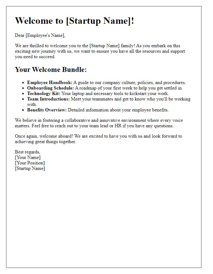 Letter template of startup welcome bundle