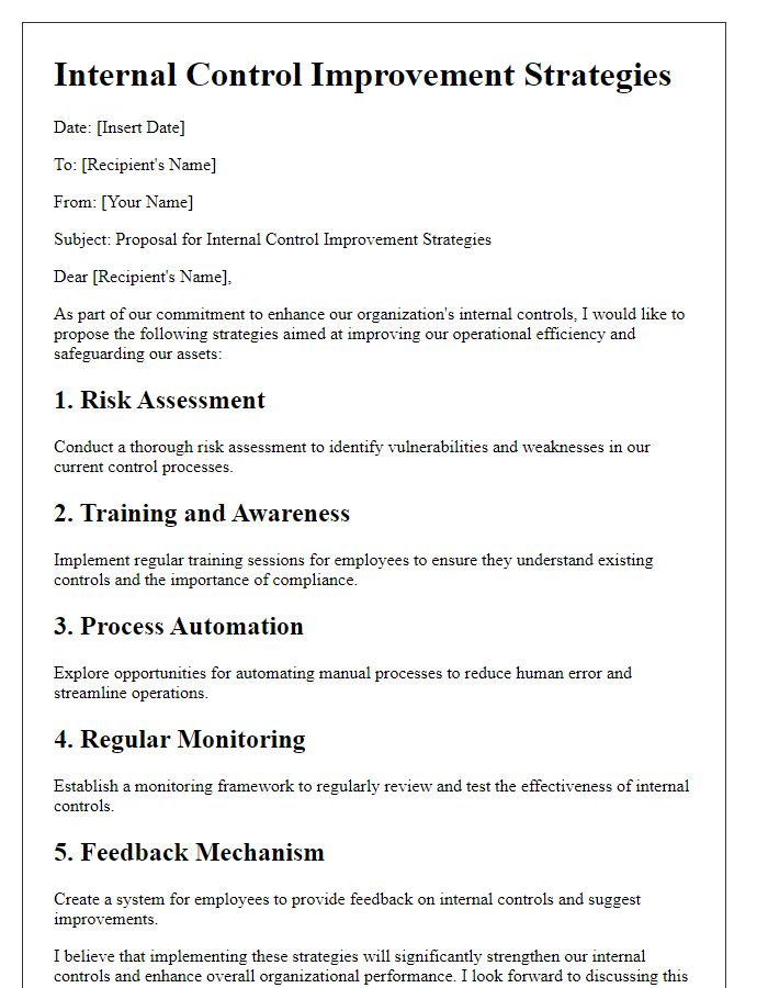 Letter template of internal control improvement strategies