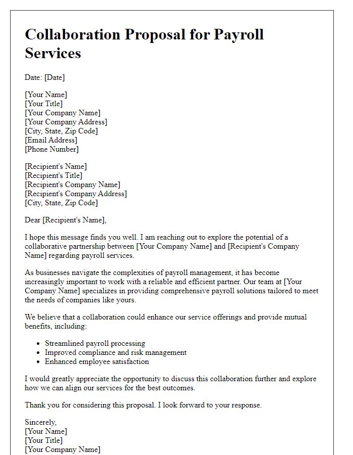 Letter template of payroll services collaboration