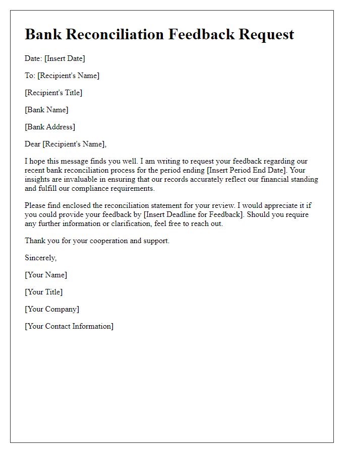 Letter template of bank reconciliation feedback request