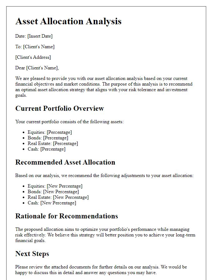 Letter template of asset allocation analysis