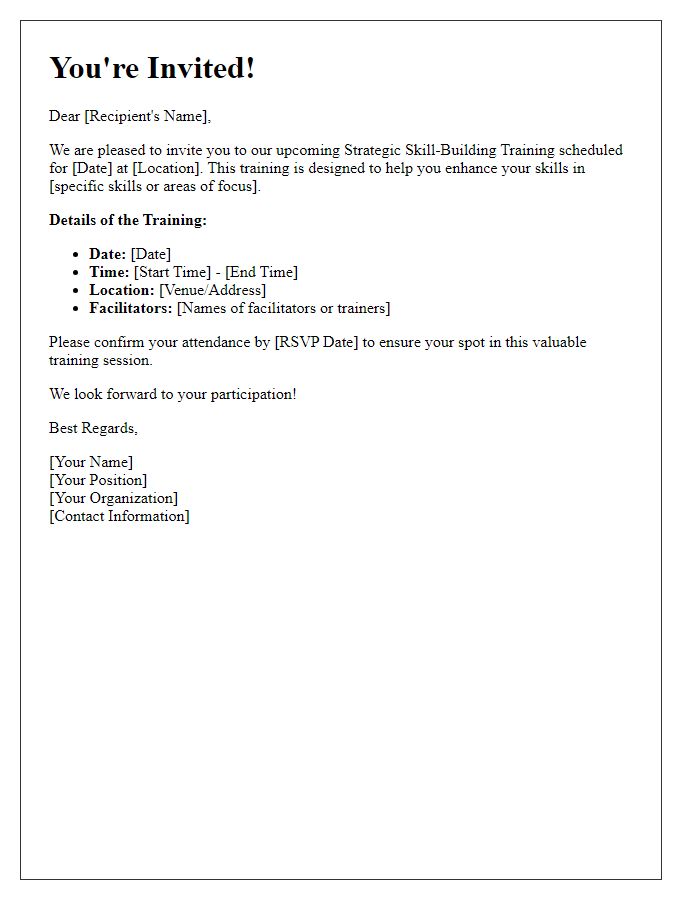 Letter template of invitation for strategic skill-building training