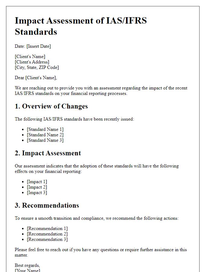 Letter template of IAS/IFRS impact assessment for clients