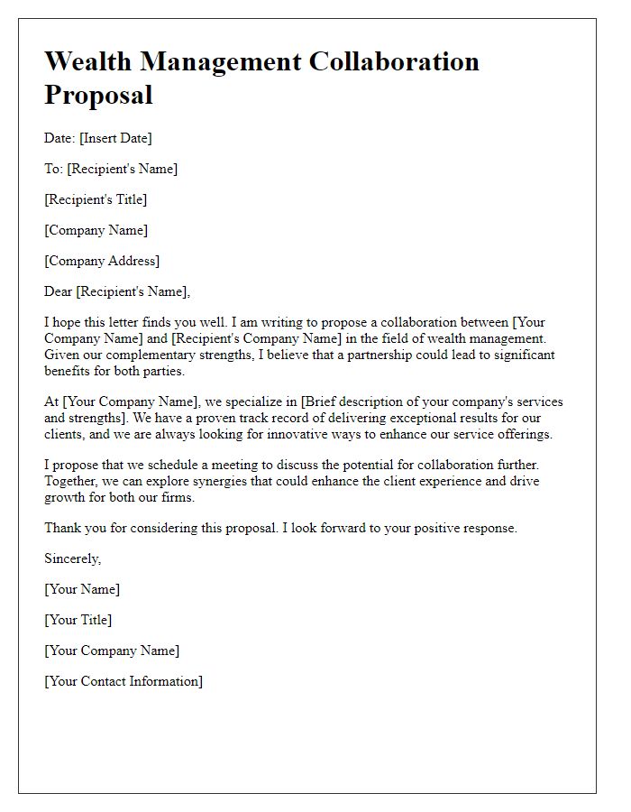 Letter template of wealth management collaboration proposal