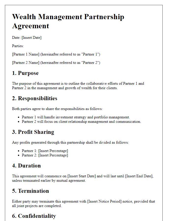 Letter template of wealth management partnership agreement