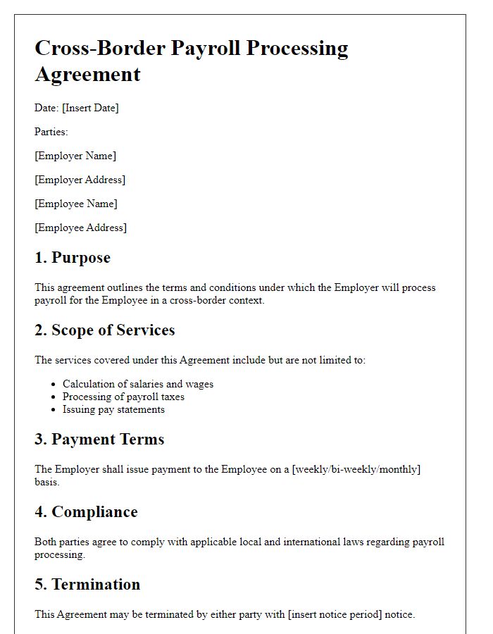 Letter template of Cross-Border Payroll Processing Agreement