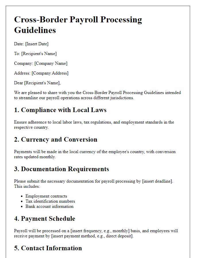 Letter template of Cross-Border Payroll Processing Guidelines