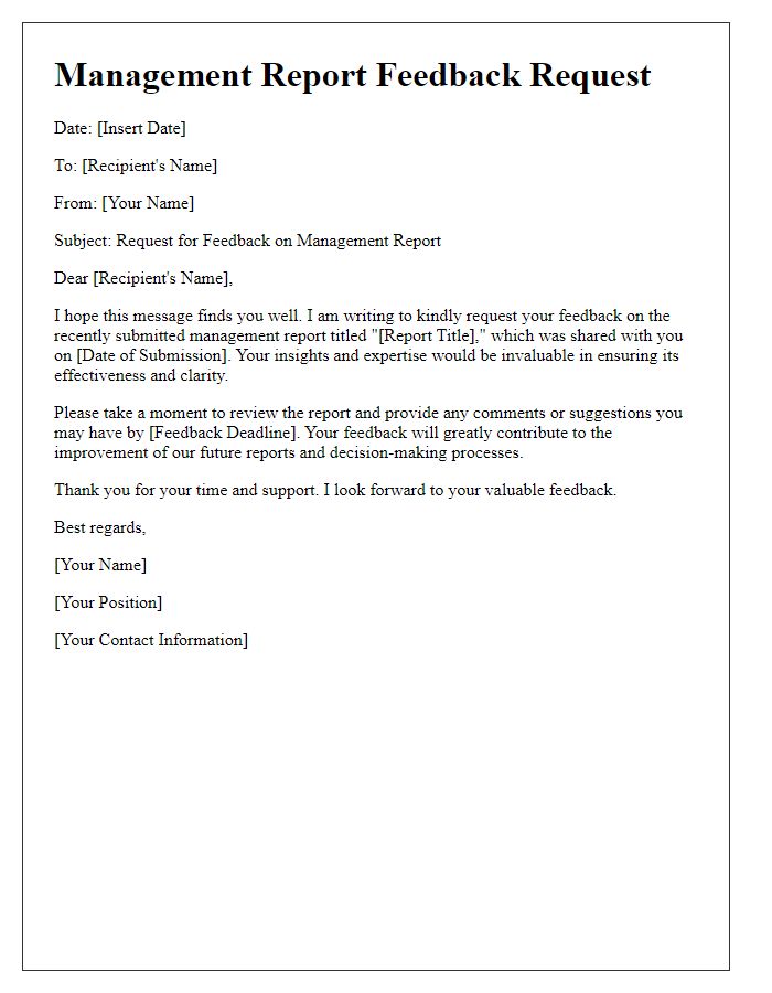 Letter template of management report feedback request