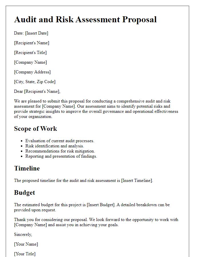 Letter template of audit and risk assessment proposal