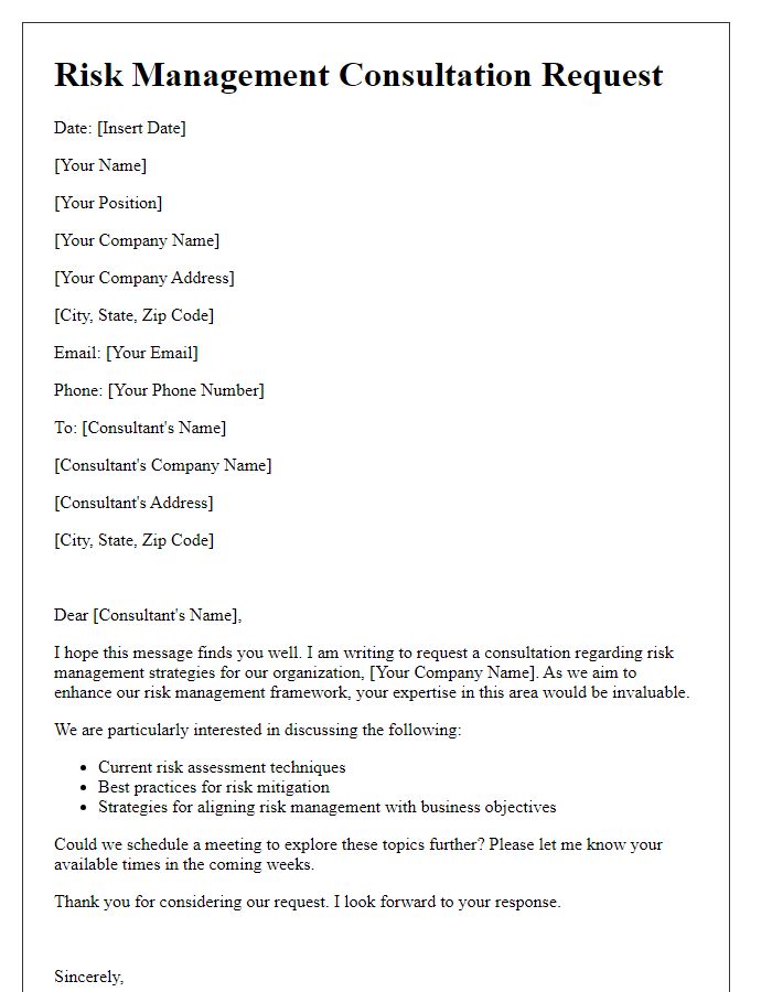 Letter template of risk management consultation request