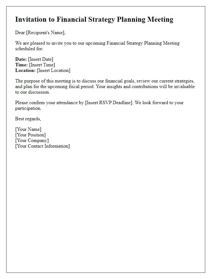 Letter template of financial strategy planning meeting invitation