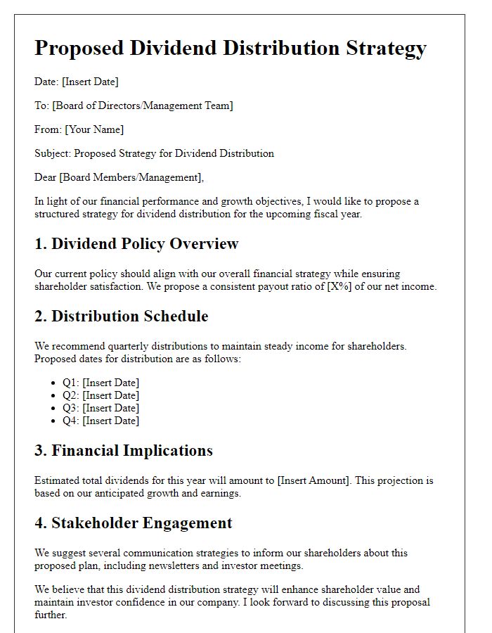 Letter template of proposed dividend distribution strategy