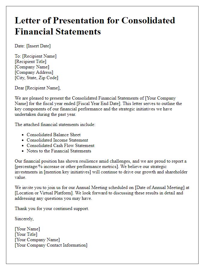 Letter template of consolidated financial statement presentation for annual meetings