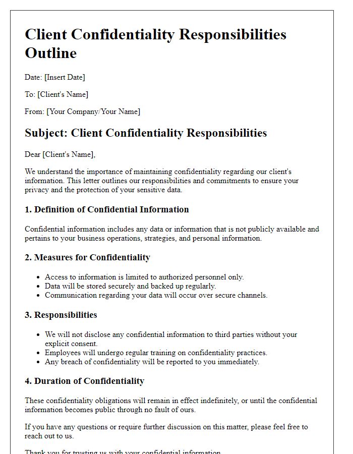 Letter template of client confidentiality responsibilities outline