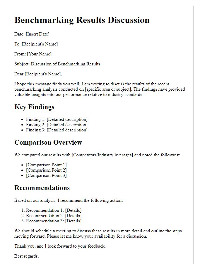 Letter template of benchmarking results discussion