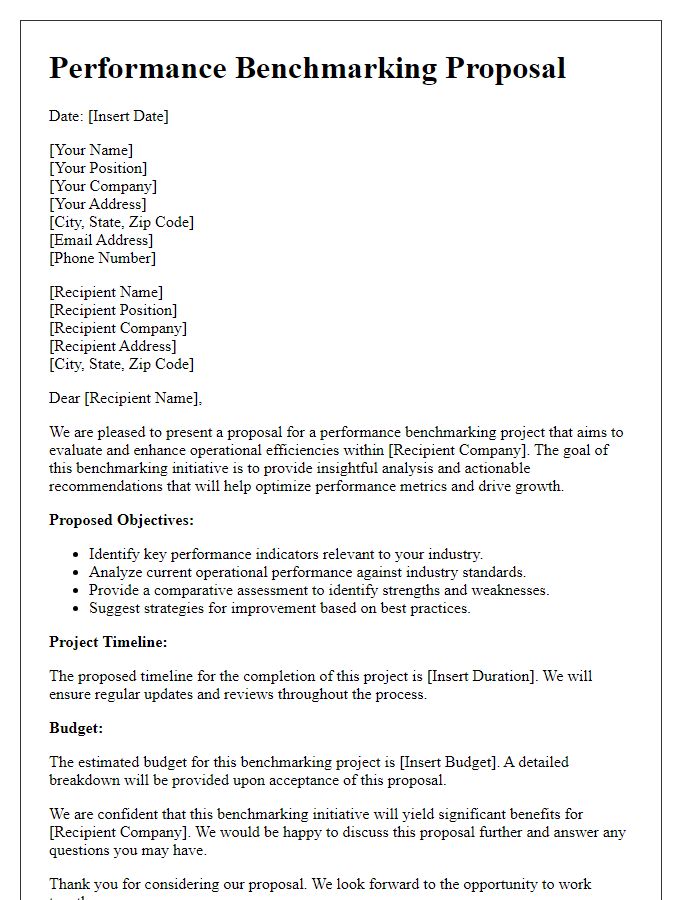 Letter template of performance benchmarking proposal