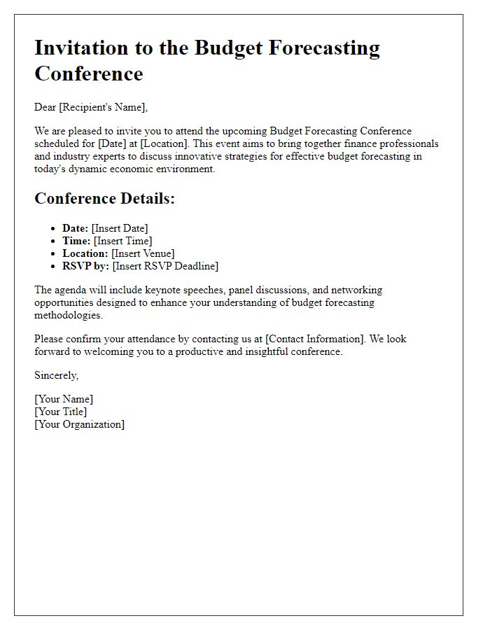 Letter template of budget forecasting conference