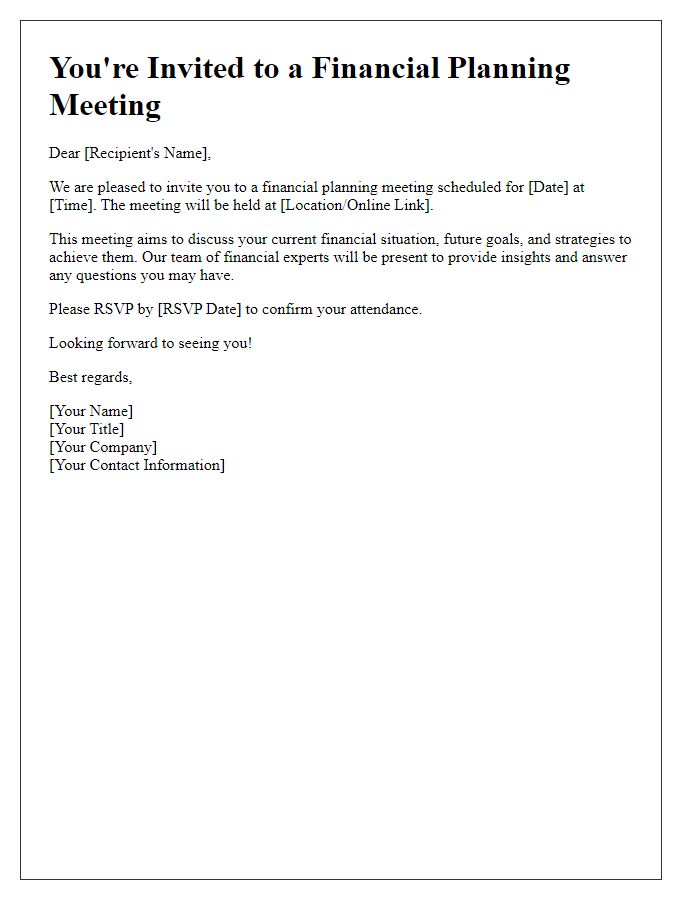 Letter template of financial planning meeting invitation