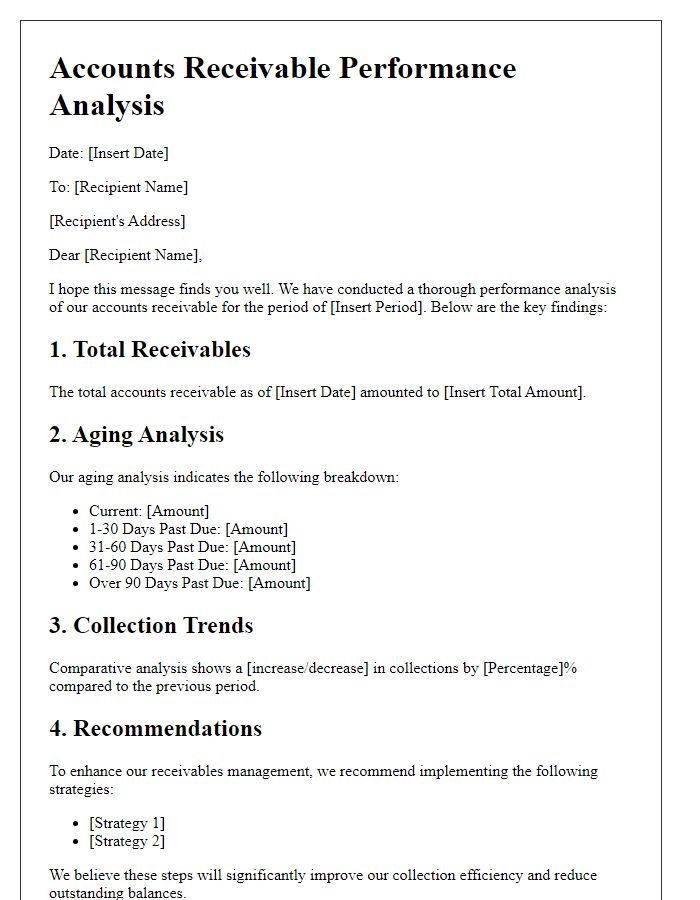 Letter template of accounts receivable performance analysis