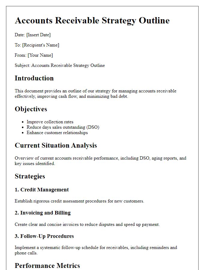 Letter template of accounts receivable strategy outline