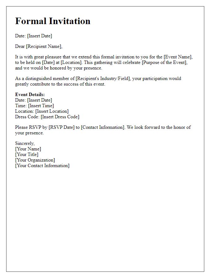 Letter template of formal invitation for high-profile individuals