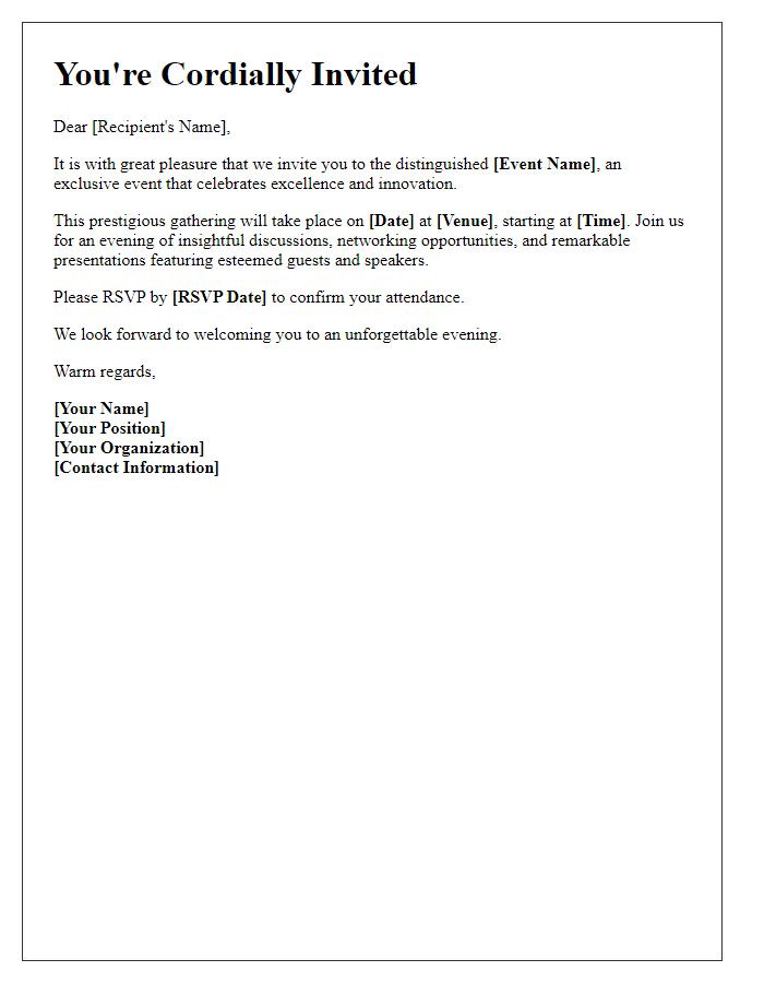 Letter template of prestigious event invitation for elite attendees