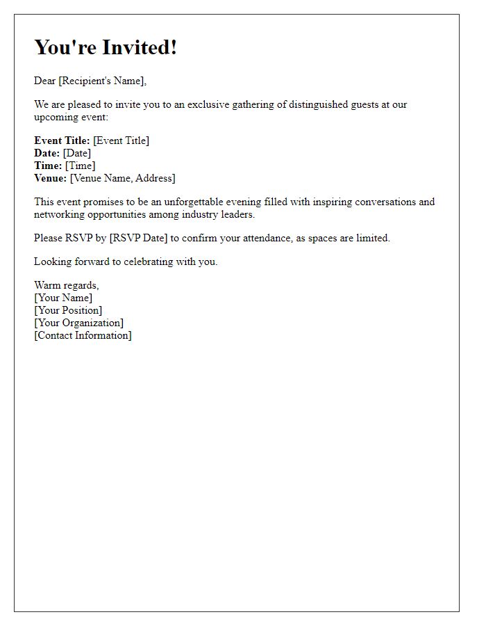 Letter template of private event invitation for top-tier attendees