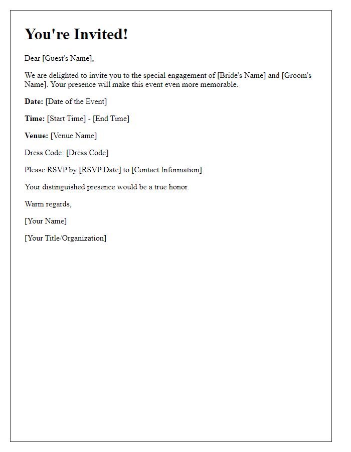 Letter template of special engagement invitation for distinguished guests